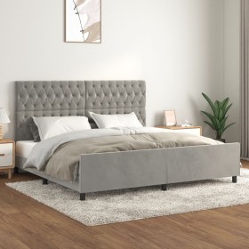 Light gray velvet bed frame with headboard 200x200cm by vidaXL, Beds and slatted bases - Ref: Foro24-3125958, Price: 297,67 €...