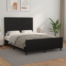 Bed frame with headboard black synthetic leather 140x190cm by vidaXL, Beds and slatted bases - Ref: Foro24-3125445, Price: 22...