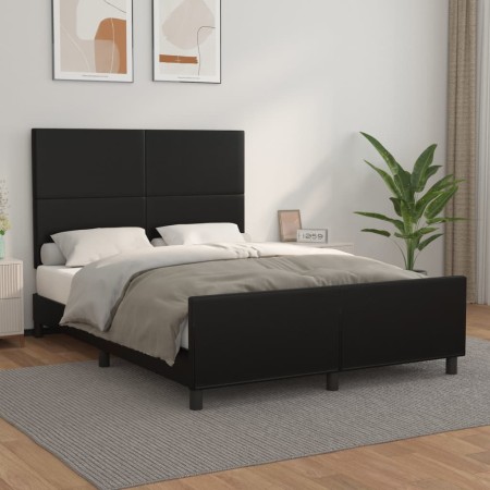 Estructura de cama con cabecero cuero sintético negro 140x190cm de vidaXL, Camas y somieres - Ref: Foro24-3125445, Precio: 22...