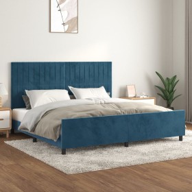 Dark blue velvet bed frame with headboard 200x200 cm by vidaXL, Beds and slatted bases - Ref: Foro24-3125901, Price: 252,21 €...