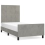 Light gray velvet bed frame with headboard 90x200 cm by vidaXL, Beds and slatted bases - Ref: Foro24-3125733, Price: 140,30 €...