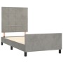 Light gray velvet bed frame with headboard 90x200 cm by vidaXL, Beds and slatted bases - Ref: Foro24-3125733, Price: 140,30 €...