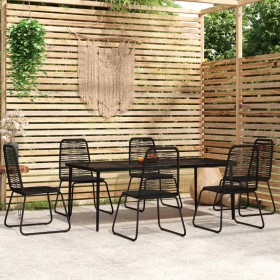 Juego de comedor para jardín 7 piezas negro de vidaXL, Conjuntos de jardín - Ref: Foro24-3099099, Precio: 650,99 €, Descuento: %