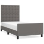 Bed frame with headboard gray synthetic leather 90x190 cm by vidaXL, Beds and slatted bases - Ref: Foro24-3125547, Price: 159...