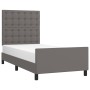 Bed frame with headboard gray synthetic leather 90x190 cm by vidaXL, Beds and slatted bases - Ref: Foro24-3125547, Price: 159...