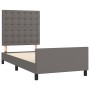 Bed frame with headboard gray synthetic leather 90x190 cm by vidaXL, Beds and slatted bases - Ref: Foro24-3125547, Price: 159...