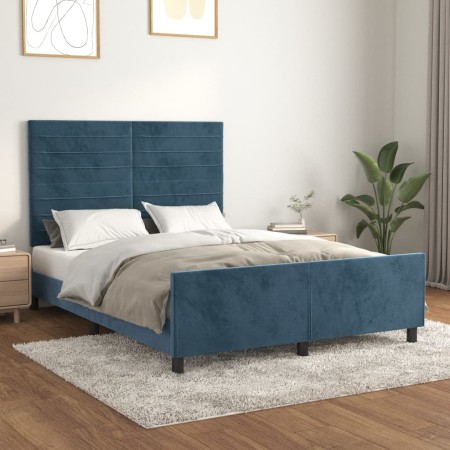 Estructura cama con cabecero terciopelo azul oscuro 140x200 cm de vidaXL, Camas y somieres - Ref: Foro24-3125822, Precio: 240...