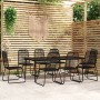 9-piece black garden dining set by vidaXL, Garden sets - Ref: Foro24-3099100, Price: 690,79 €, Discount: %