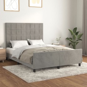 Bed frame with light gray velvet headboard 140x190cm by vidaXL, Beds and slatted bases - Ref: Foro24-3125757, Price: 218,11 €...