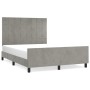 Bed frame with light gray velvet headboard 140x190cm by vidaXL, Beds and slatted bases - Ref: Foro24-3125757, Price: 223,06 €...