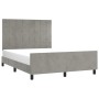 Bed frame with light gray velvet headboard 140x190cm by vidaXL, Beds and slatted bases - Ref: Foro24-3125757, Price: 223,06 €...