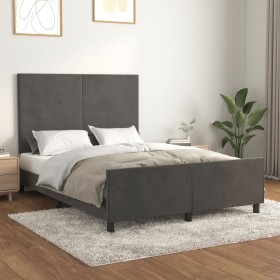 Dunkelgrauer Samtbettrahmen mit Kopfteil 140x190 cm von vidaXL, Betten und Lattenroste - Ref: Foro24-3125630, Preis: 209,75 €...