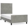 Light gray velvet bed frame with headboard 90x200 cm by vidaXL, Beds and slatted bases - Ref: Foro24-3125855, Price: 141,18 €...