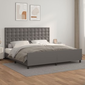 Estructura de cama con cabecero cuero sintético gris 200x200 cm de vidaXL, Camas y somieres - Ref: Foro24-3125595, Precio: 25...