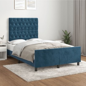 Dark blue velvet bed frame with headboard 120x200cm by vidaXL, Beds and slatted bases - Ref: Foro24-3125932, Price: 204,59 €,...