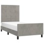 Light gray velvet bed frame with headboard 90x190 cm by vidaXL, Beds and slatted bases - Ref: Foro24-3125727, Price: 149,01 €...