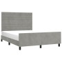 Bed frame with light gray velvet headboard 140x190cm by vidaXL, Beds and slatted bases - Ref: Foro24-3125818, Price: 220,49 €...