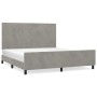 Bed frame with light gray velvet headboard 160x200cm by vidaXL, Beds and slatted bases - Ref: Foro24-3125641, Price: 233,18 €...