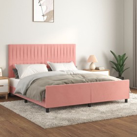 Pink velvet bed frame with headboard 160x200 cm by vidaXL, Beds and slatted bases - Ref: Foro24-3125890, Price: 221,51 €, Dis...