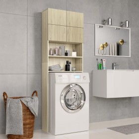 Sonoma oak wood washing machine cabinet 64x25.5x190 cm by vidaXL, Accessories for washing machines and dryers - Ref: Foro24-8...