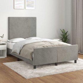 Light gray velvet bed frame with headboard 120x200cm by vidaXL, Beds and slatted bases - Ref: Foro24-3125623, Price: 176,99 €...