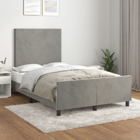 Estructura de cama con cabecero terciopelo gris claro 120x200cm de vidaXL, Camas y somieres - Ref: Foro24-3125623, Precio: 17...