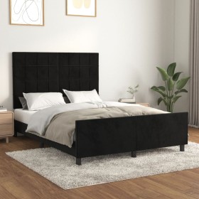 Bed frame with black velvet headboard 140x190 cm by vidaXL, Beds and slatted bases - Ref: Foro24-3125753, Price: 217,70 €, Di...