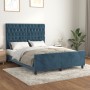 Dark blue velvet bed frame with headboard 140x190 cm by vidaXL, Beds and slatted bases - Ref: Foro24-3125938, Price: 269,30 €...