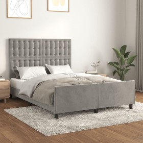 Bed frame with light gray velvet headboard 140x190cm by vidaXL, Beds and slatted bases - Ref: Foro24-3126001, Price: 226,31 €...