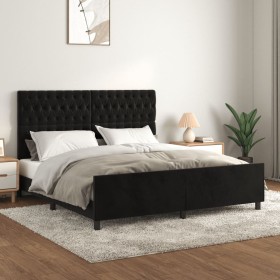 Bed frame with black velvet headboard 180x200 cm by vidaXL, Beds and slatted bases - Ref: Foro24-3125954, Price: 293,65 €, Di...