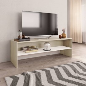 White and oak plywood TV cabinet 120x40x40cm by vidaXL, TV Furniture - Ref: Foro24-800041, Price: 60,34 €, Discount: %