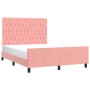 Pink velvet bed frame with headboard 140x200 cm by vidaXL, Beds and slatted bases - Ref: Foro24-3125945, Price: 267,36 €, Dis...