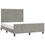 Bed frame with light gray velvet headboard 140x190cm by vidaXL, Beds and slatted bases - Ref: Foro24-3125812, Price: 213,30 €...