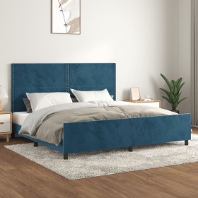 Dark blue velvet bed frame with headboard 200x200 cm by vidaXL, Beds and slatted bases - Ref: Foro24-3125718, Price: 236,11 €...