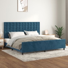 Dark blue velvet bed frame with headboard 200x200 cm by vidaXL, Beds and slatted bases - Ref: Foro24-3126023, Price: 259,50 €...