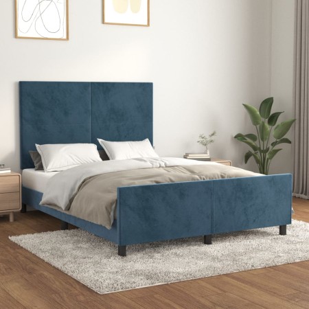 Estructura cama con cabecero terciopelo azul oscuro 140x200 cm de vidaXL, Camas y somieres - Ref: Foro24-3125639, Precio: 231...