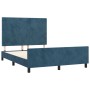 Dark blue velvet bed frame with headboard 140x200 cm by vidaXL, Beds and slatted bases - Ref: Foro24-3125639, Price: 237,20 €...