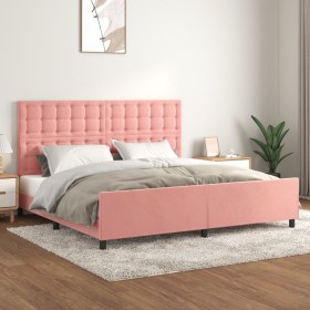 Pink velvet bed frame with headboard 200x200 cm by vidaXL, Beds and slatted bases - Ref: Foro24-3126024, Price: 250,02 €, Dis...