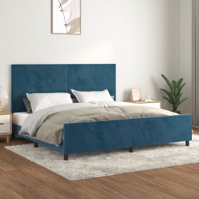 Dark blue velvet bed frame with headboard 200x200 cm by vidaXL, Beds and slatted bases - Ref: Foro24-3125657, Price: 250,23 €...