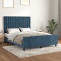 Estructura cama con cabecero terciopelo azul oscuro 140x200 cm de vidaXL, Camas y somieres - Ref: Foro24-3126005, Precio: 252...