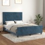 Estructura cama con cabecero terciopelo azul oscuro 140x190 cm de vidaXL, Camas y somieres - Ref: Foro24-3125816, Precio: 238...