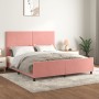 Pink velvet bed frame with headboard 160x200 cm by vidaXL, Beds and slatted bases - Ref: Foro24-3125646, Price: 216,99 €, Dis...