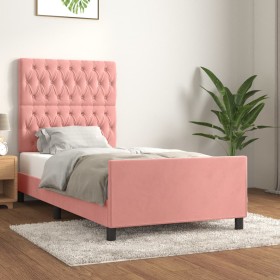 Estructura de cama con cabecero de terciopelo rosa 90x190 cm de vidaXL, Camas y somieres - Ref: Foro24-3125915, Precio: 173,2...