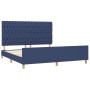 Bed frame with blue fabric headboard 180x200 cm by vidaXL, Beds and slatted bases - Ref: Foro24-3125322, Price: 276,32 €, Dis...