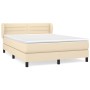 Box spring bed with cream fabric mattress 140x200 cm by vidaXL, Beds and slatted bases - Ref: Foro24-3126330, Price: 458,92 €...