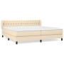 Box spring bed with cream fabric mattress 200x200 cm by vidaXL, Beds and slatted bases - Ref: Foro24-3126514, Price: 642,92 €...