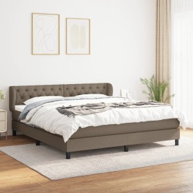 Box spring bed with taupe gray fabric mattress 160x200 cm by vidaXL, Beds and slatted bases - Ref: Foro24-3126497, Price: 492...