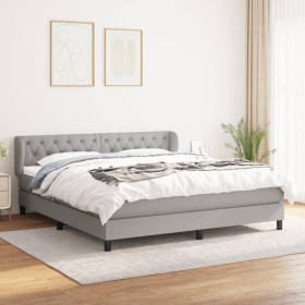 Cama box spring con colchón tela gris claro 160x200 cm de vidaXL, Camas y somieres - Ref: Foro24-3126493, Precio: 535,11 €, D...