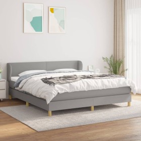 Box spring bed with light gray fabric mattress 160x200 cm by vidaXL, Beds and slatted bases - Ref: Foro24-3126653, Price: 489...