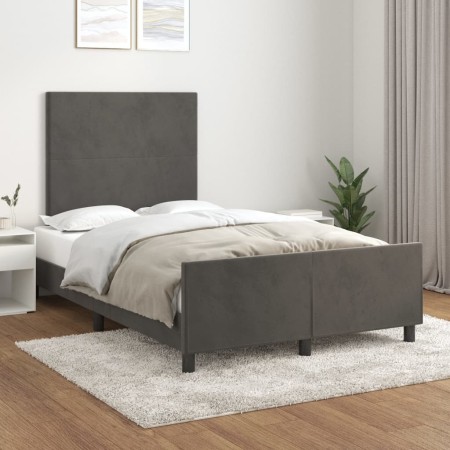 Estructura cama con cabecero terciopelo gris oscuro 120x200 cm de vidaXL, Camas y somieres - Ref: Foro24-3125624, Precio: 166...